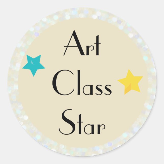 Sticker Rond Art Class Star avec étoiles (Devant)