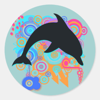 Sticker Rond Art dauphin
