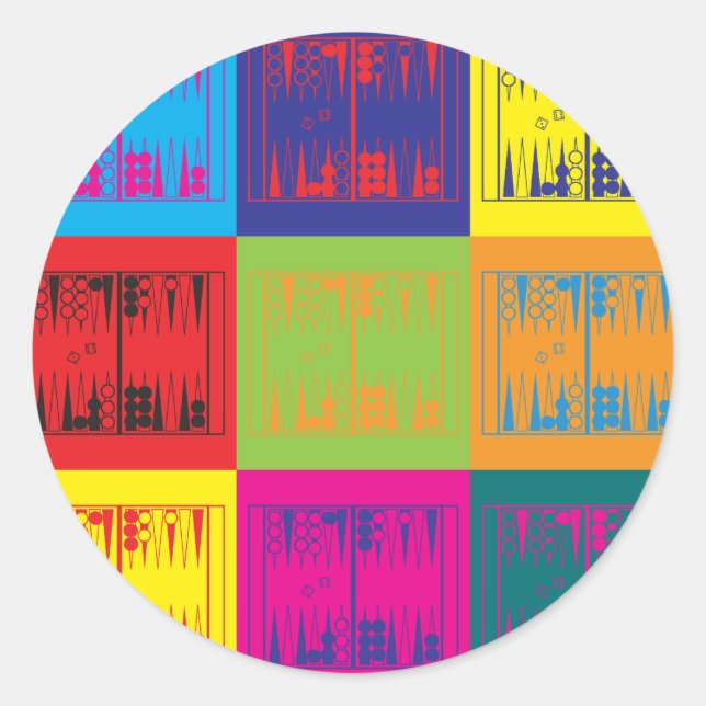 Sticker Rond Art de bruit de backgammon (Devant)