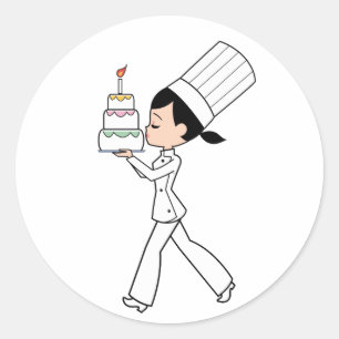 Sticker Rond Art de chef avec l'autocollant rond d'anniversaire