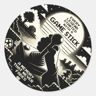 Sticker Rond Art de citation de joueur de joystick rétro arcade