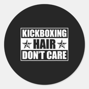 Sticker Rond Art de kickboxing drôle pour hommes femmes Kickbox