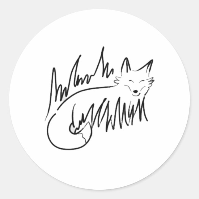 Sticker Rond Art de la ligne Fox (Devant)