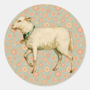 Sticker Rond Art de l'agneau vintage