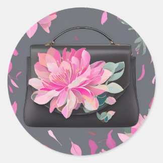 Sticker Rond Art de l'IA Rose en floraison