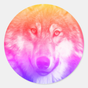 Sticker Rond Art de loup