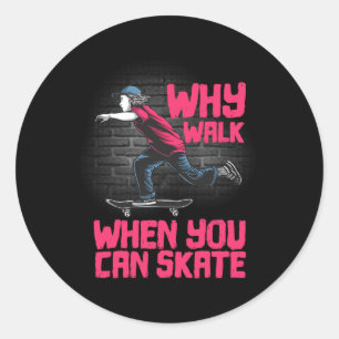 Sticker Rond Art de planche à roulettes cool pour hommes femmes
