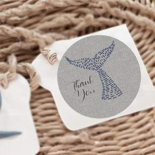 Sticker Rond Art de queue de baleine nautique personnalisé