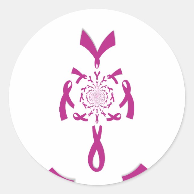 Sticker Rond Art de sensibilisation au cancer du sein Imprimer (Devant)