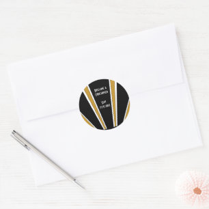 Sticker Rond Art Déco Design Mariage Noir Et Or