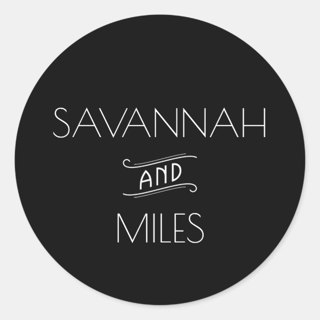 Sticker Rond Art Déco Vintage noir & blanc (Devant)