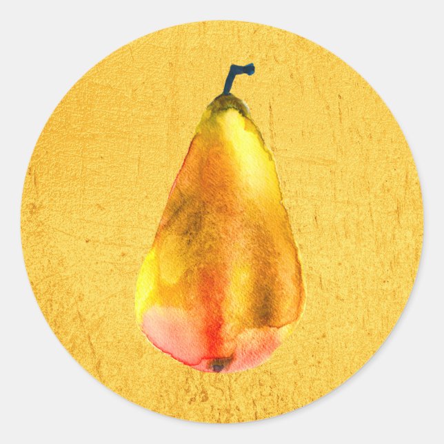 Sticker Rond Art des fruits à poires d'or (Devant)