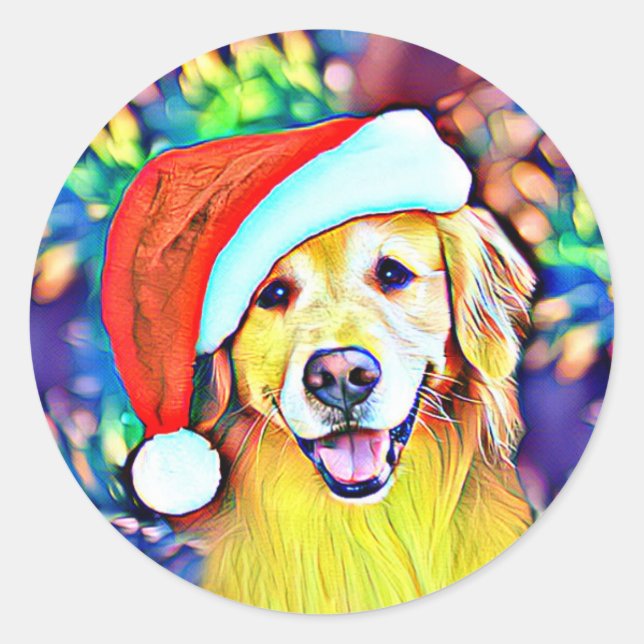 Sticker Rond Art doré de Noël (Devant)