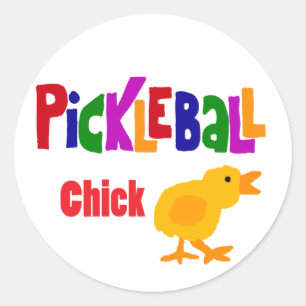 Sticker Rond Art drôle de poussin de Pickleball
