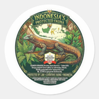 Sticker Rond Art du majestueux dragon de Komodo - Faune iconiqu