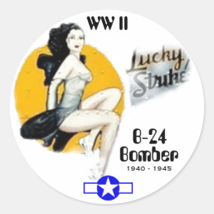 Sticker Rond Art du nez B-24 de WW II