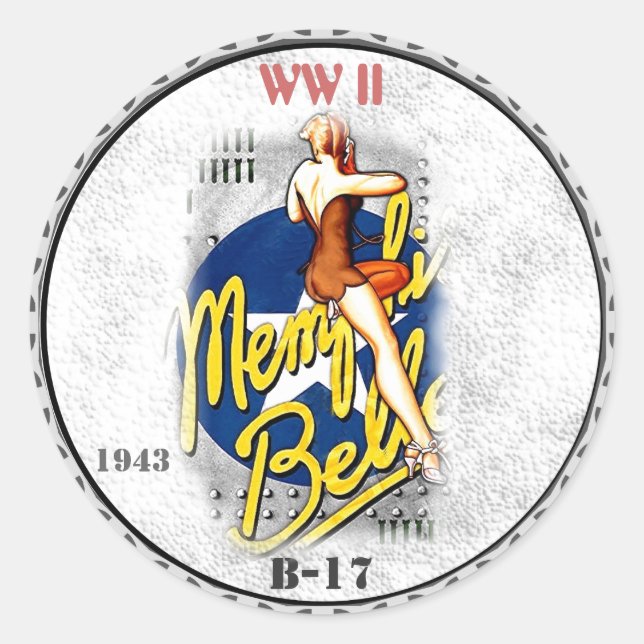 Sticker Rond Art du nez - Bombe WW II-B-17 (Devant)