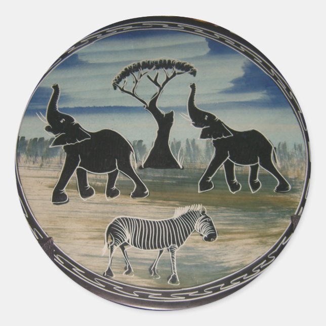 Sticker Rond Art Eléphant Africain (Devant)