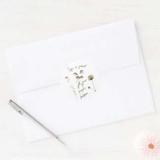Sticker Rond Art floral d'inspiration vintage