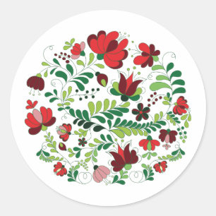 Sticker Rond Art folklorique matyo hongrois