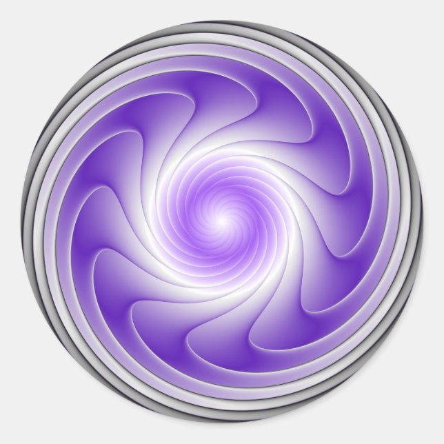 Sticker Rond Art fractal abstrait moderne tourbillon 3D gris vi (Devant)
