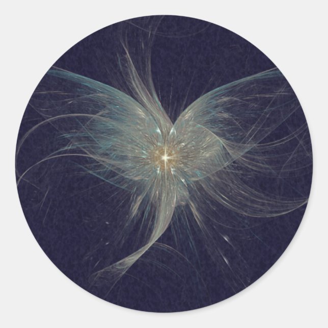 Sticker Rond Art fractal de l'Ange d'hiver (Devant)