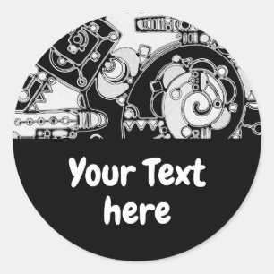 Sticker Rond Art Géométrique Noir Et Blanc 4