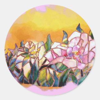 Sticker Rond Art Glass Peony Artistic Modern Seal