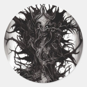 Sticker Rond Art gothique foncé Biomatter Vile foncé