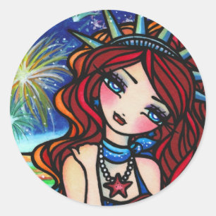 Sticker Rond Art Hannah Lynn de Madame Liberty Mermaid 4