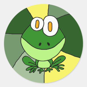 Sticker Rond Art heureux de grenouille
