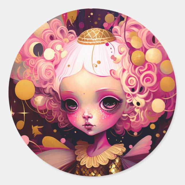 Sticker Rond Art Imaginaire Fairy Rose (Devant)