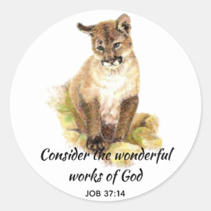 Sticker Rond Art inspiré de chat de puma de citation d'écritu