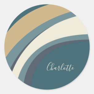 Sticker Rond Art marbre Abstrait élégant en Turquoise Personn