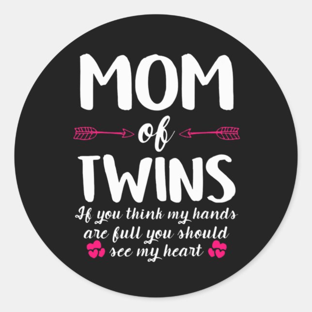 Sticker Rond Art Mère | Maman Des Jumeaux Anniversaire (Devant)