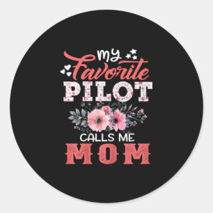 Sticker Rond Art Mère   Mon Pilote Préféré M'Appelle Maman Noël