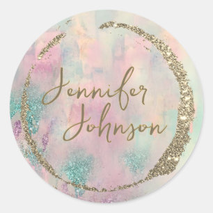 Sticker Rond Art Moderne Abstrait Peinture Aquarelle Artiste