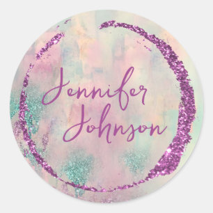 Sticker Rond Art Moderne Abstrait Peinture Aquarelle Artiste