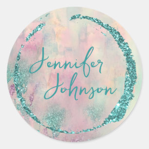Sticker Rond Art Moderne Abstrait Peinture Aquarelle Artiste
