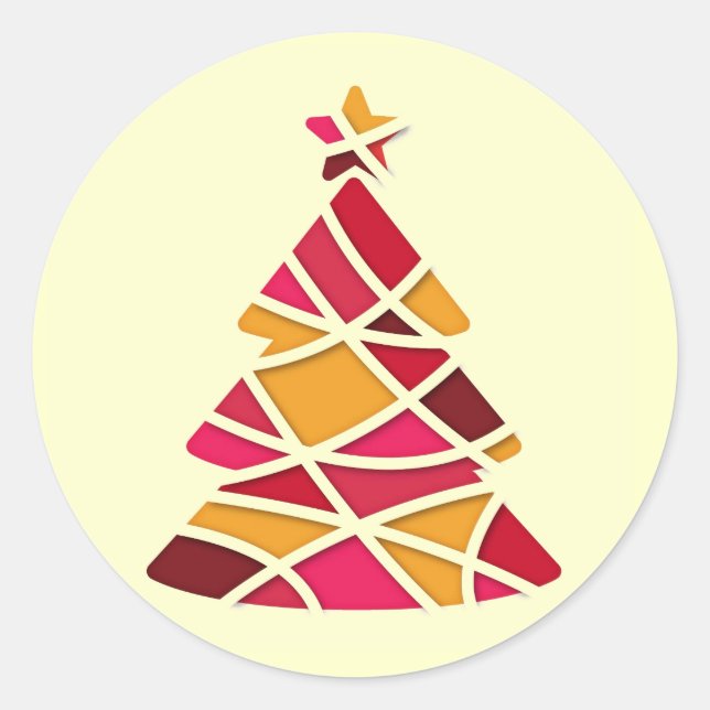 Sticker Rond Art moderne élégant sapin de Noël (Devant)