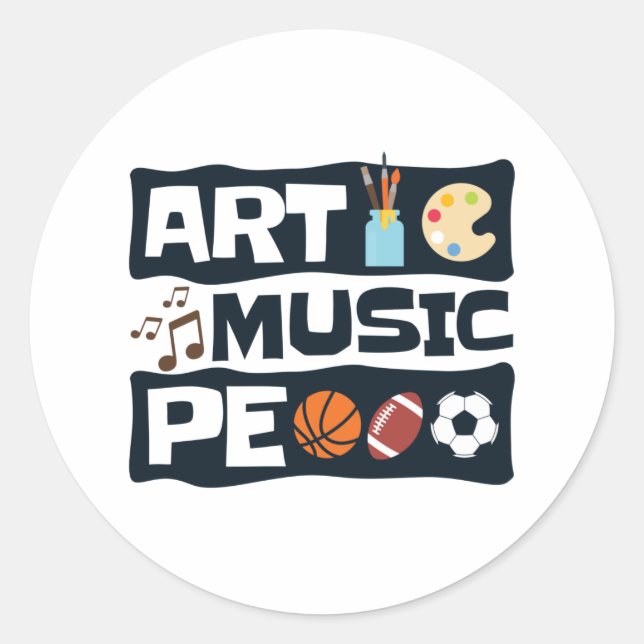 Sticker Rond Art Music PE Funny Retour à l'école (Devant)