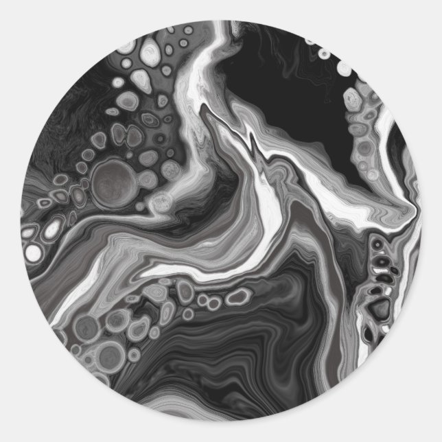 Sticker Rond Art noir et Marbre blanc (Devant)