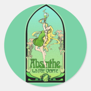 Sticker Rond Art Nouveau d'absinthe