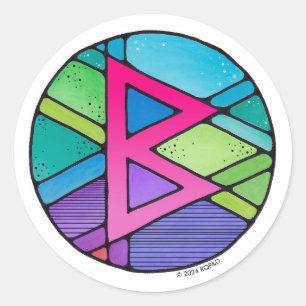 Sticker Rond Art Nouveau Rune Berkano - TERRE MÈRE
