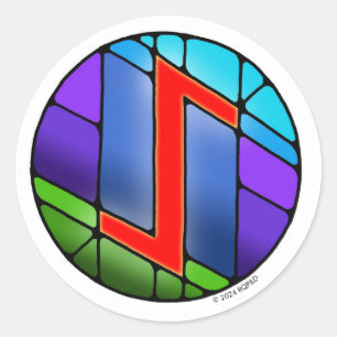 Sticker Rond Art Nouveau Rune Eihwaz - PERSÉVÉRANCE