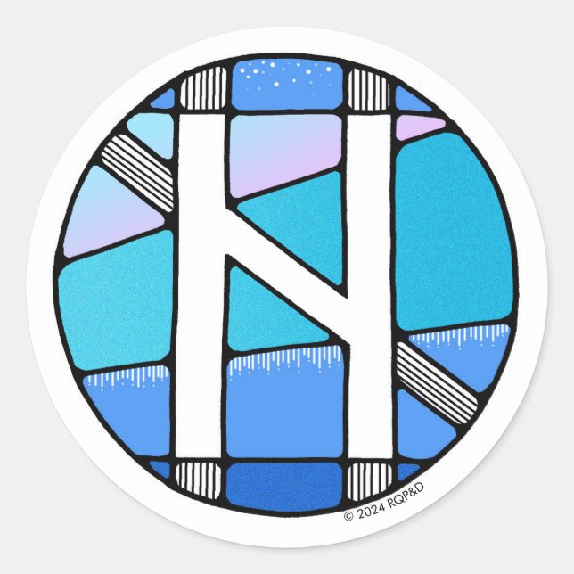 Sticker Rond Art Nouveau Rune Hagalaz - TRANSFORMATION! (Devant)