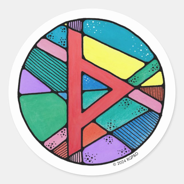 Sticker Rond Art Nouveau Rune Thurisaz - DÉFENSE (Devant)