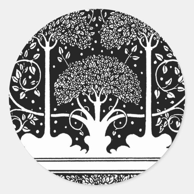 Sticker Rond Art Nouveau Tree Beardsley Motif (Devant)