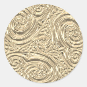 Sticker Rond Art nouveau victorien élégant or