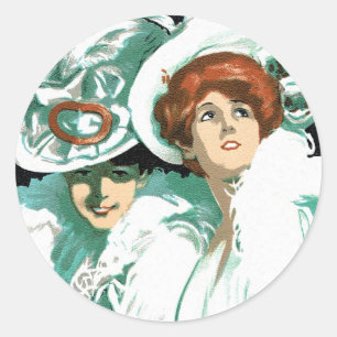 Sticker Rond Art Nouveau vintage, Italie Mode et Femme